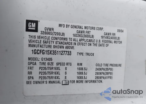 2005 Chevrolet Express из США, поврежденный, VIN 1GCFG15X351127733